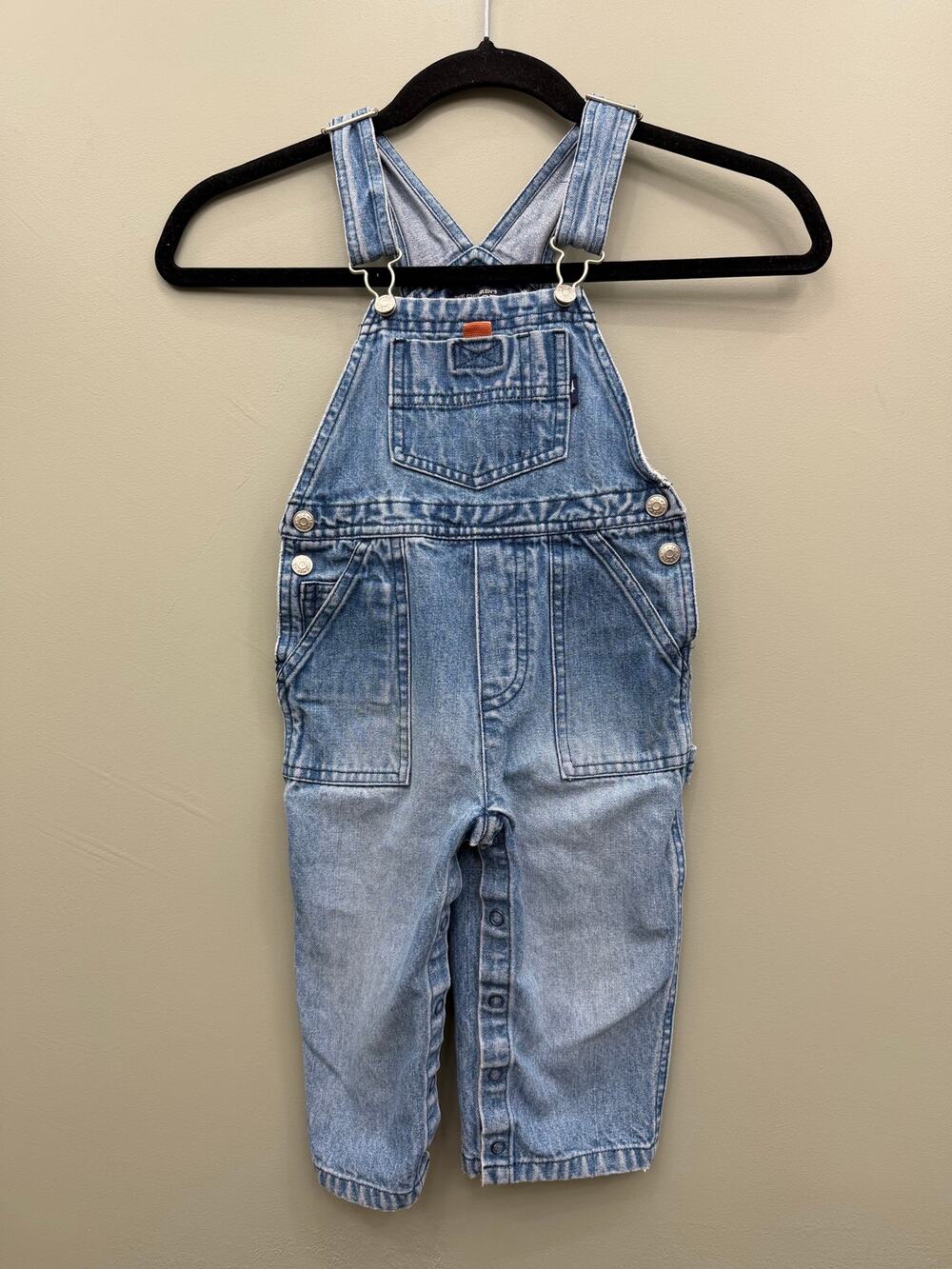 The Children's Place Baby Denim Overalls 18-24 Months Snap Leg 100% Cotton